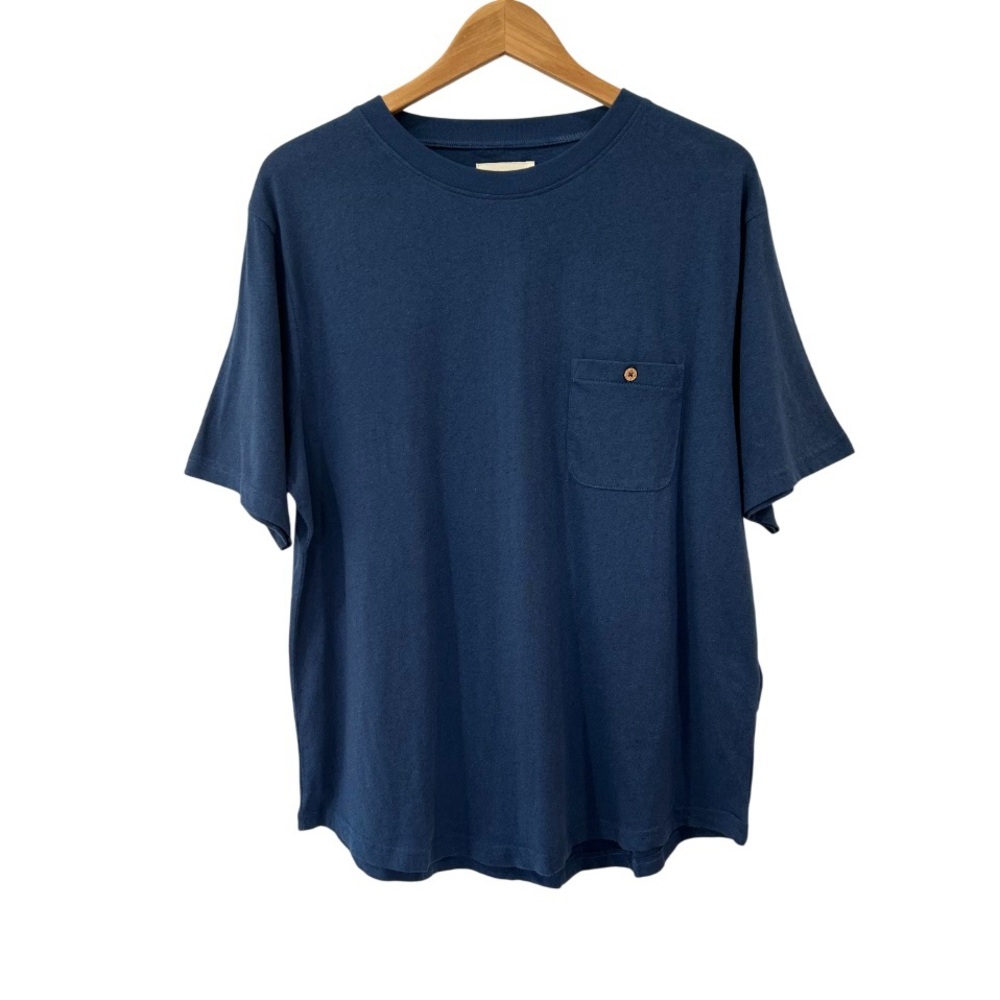 Pact men’s cotton linen Seaside pocket tee T-Shirt L blue  short sleeve NWOT